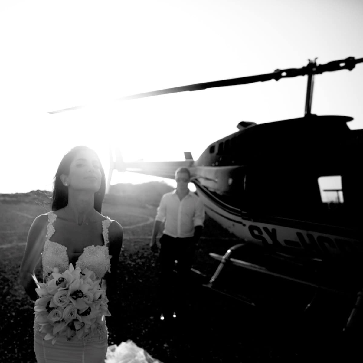 Helicopter arrival for a private event in Sicily