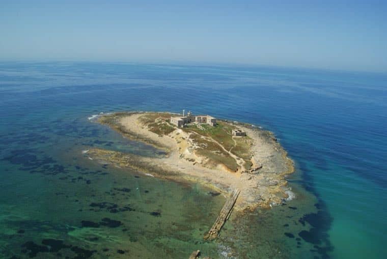 Isola delle Correnti from above, turquoise water