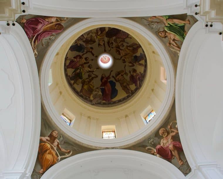 The frescoed dome of a Val di Noto church